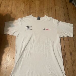 Caribbean White Tee with Palm and Text Design